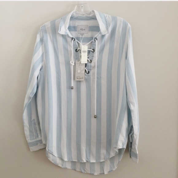 Anthropologie Rails Striped Lace-Up Shirt new - Picture 4 of 10